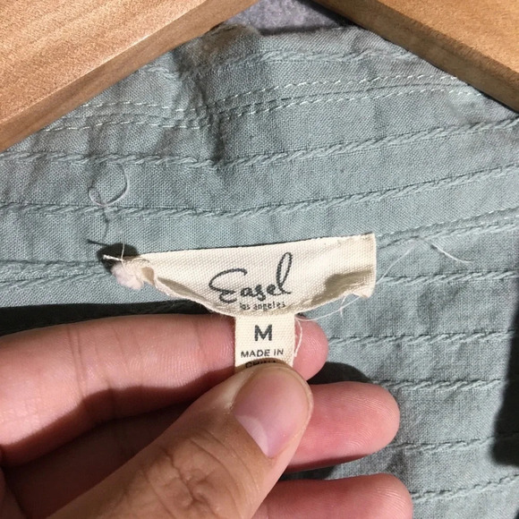 Womens Easel Blouse Cropped V Neck Summer Spring Boho Oversized Slouchy - Picture 2 of 6